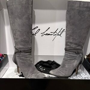 White House Black Market Gray Knee-High Boots